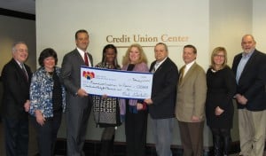 Pictured, from left: Steve Jones, Jeanne D’Arc Credit Union; Charlene Bauer, Metro Credit Union; Association President Paul Gentile; Nicole James, RTN Federal Credit Union; Robyn Frost, MA Coalition for the Homeless; Paul Marotta, Hanscom Federal Credit Union; Jon Reske, UMassFive College Federal Credit Union; Debra Lee Surface, St. Jean’s Credit Union; and David Plantier, MassMutual Federal Credit Union.