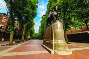 Historical landmarks and sites around downtown Boston, Massachusetts