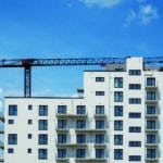 Tower crane at the construction site. construction of new buildings.